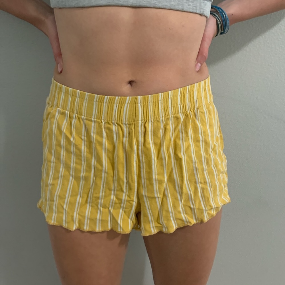 Pac sun yellow and white striped shorts